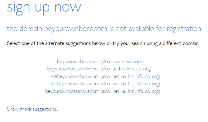 Choosing a domain to signup with