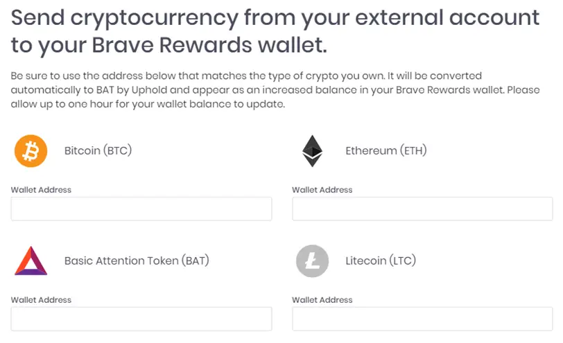 Methods of adding Basic Attention Tokens to your Brave wallet.