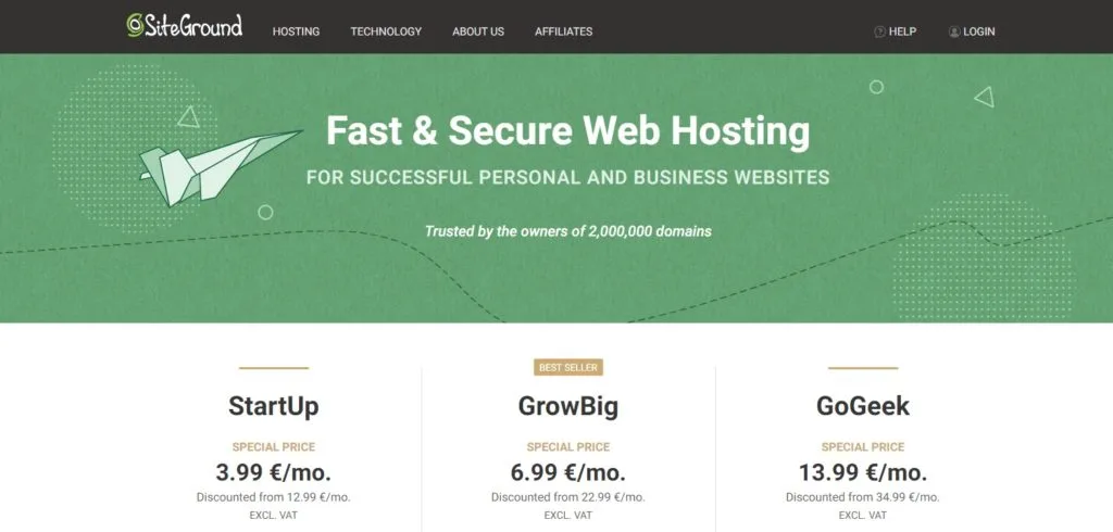 Siteground Homepage