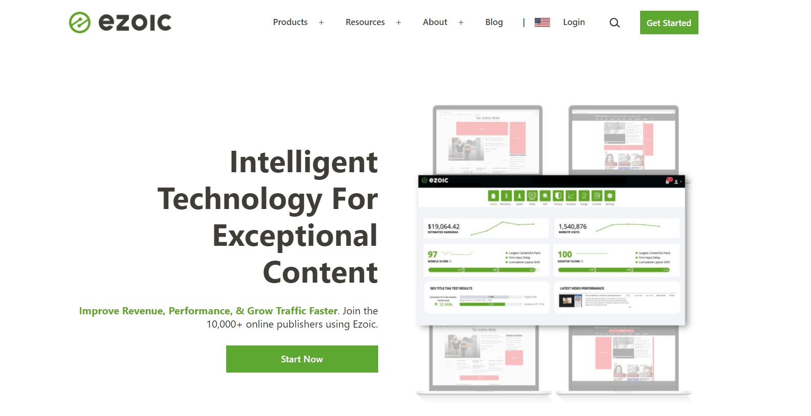10,000+ online publishers use Ezoic to improve revenue, performance and grow traffic.
