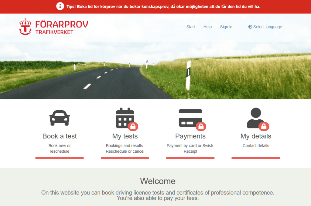 Booking a Swedish Drivers License Test