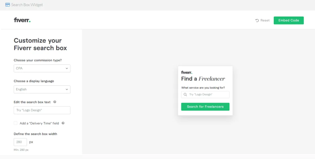 Search box html widget for websites